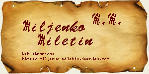 Miljenko Miletin vizit kartica